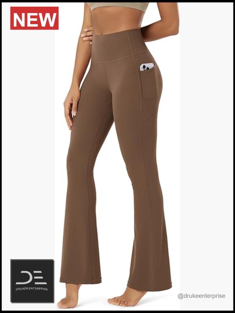 High Waist Bootcut Yoga Pants with Pockets, Buttery Soft Nylon Spandex Flared